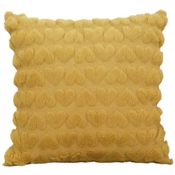 Golden Yellow Heart Tufted Decorative Throw Pillow Cushion Cover 18” x 18” - NWT - Picture 1 of 9